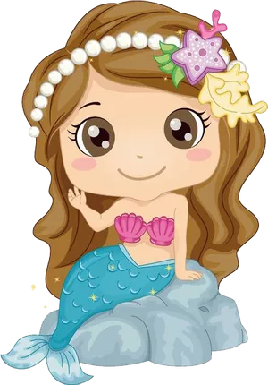 Cute Cartoon Mermaid Clipart PNG image