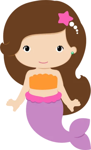 Cute Cartoon Mermaid Clipart PNG