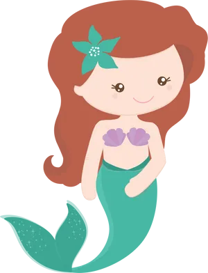 Cute Cartoon Mermaid Illustration PNG image