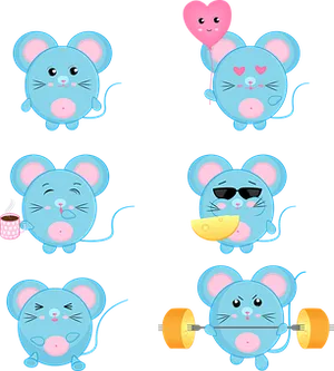 Cute Cartoon Mice Collection PNG image