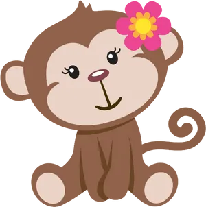 Cute Cartoon Monkeywith Flower PNG image