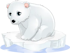 Cute Cartoon Polar Bearon Ice PNG image