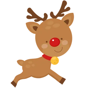 Cute Cartoon Reindeer Red Nose PNG image