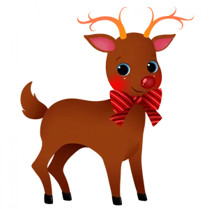 Cute Cartoon Reindeerwith Red Bow PNG image