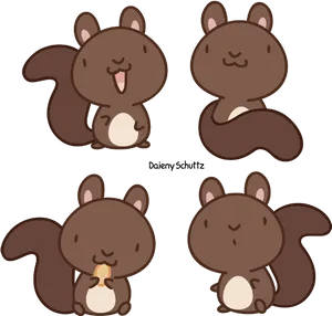 Cute_ Cartoon_ Squirrels_ Set