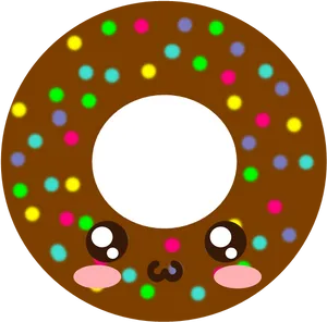 Cute Chocolate Sprinkle Doughnut Cartoon.png PNG image
