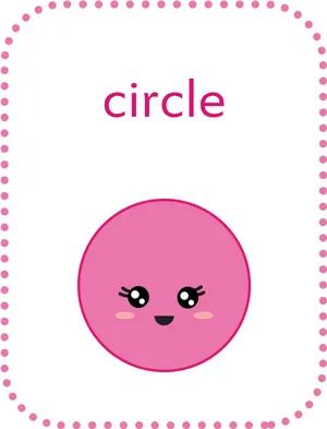 Cute Circle Character Educational Card PNG image