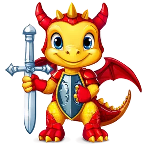 Cute Dragon And Knight PNG 06262024