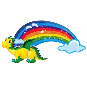 Cute Dragon And Rainbow PNG 11