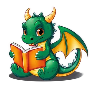 Cute Dragon With Book Png 48 PNG image