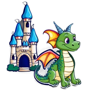 Cute Dragon With Castle Png 52 PNG image