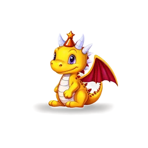 Cute Dragon With Crown PNG 42