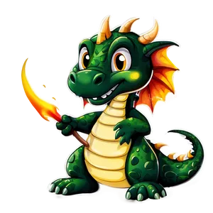 Cute Dragon With Fire PNG Mau