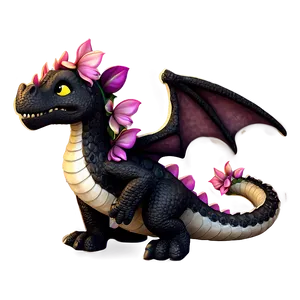 Cute Dragon With Flowers PNG 87