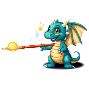 Cute Dragon With Magic Wand PNG 06262024 PNG