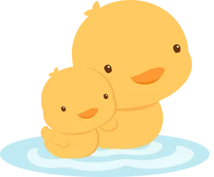 Cute Ducklings Cartoon Illustration PNG image