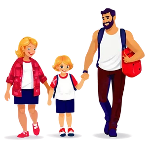 Cute Family Cartoon Illustration Png 06282024 PNG image