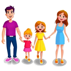 Cute Family Cartoon Illustration Png Iqm16 PNG image