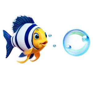 Cute Fish With Bubbles PNG 06292024