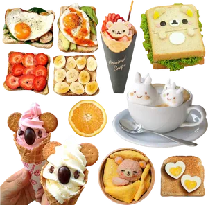 Cute Food Collage PNG image