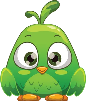 Cute_ Green_ Bird_ Cartoon_ Character PNG image