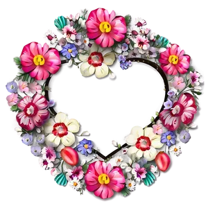 Cute Heart With Flowers PNG 05232024