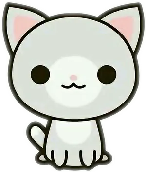 Cute Kawaii Cat Cartoon PNG image