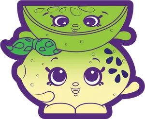 Cute Lime Shopkin Character PNG image