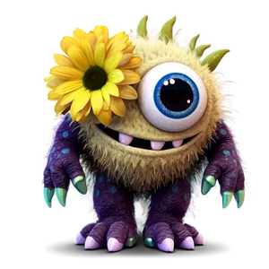 Cute Monster With Flowers Png 06272024 PNG image