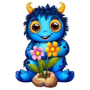 Cute Monster With Flowers Png 17 PNG image