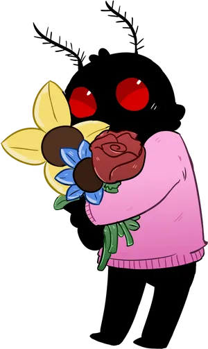 Cute Mothmanwith Flowers PNG image