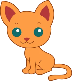 Cute Orange Cartoon Kitten PNG image