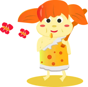 Cute Orange Haired Mermaid Clipart PNG