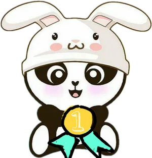 Cute Panda Bunny Hat Winner PNG image