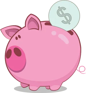 Cute Pink Piggy Bank Cartoon