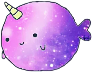 Cute Purple Narwhal Cartoon PNG