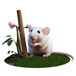 Cute Rat In Garden PNG Owd PNG