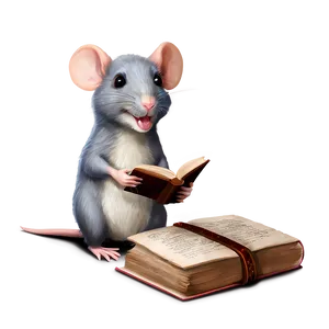 Cute Rat With Book Png Jxd PNG image