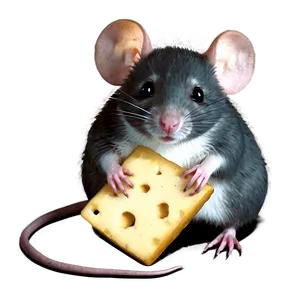 Cute Rat With Cheese PNG 06252024
