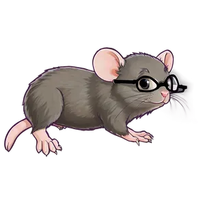 Cute Rat With Glasses PNG Oht