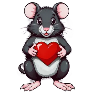 Cute Rat With Heart PNG Lps