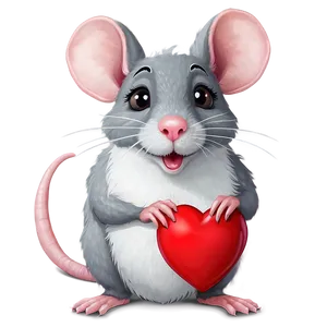 Cute Rat With Heart PNG Mjt PNG