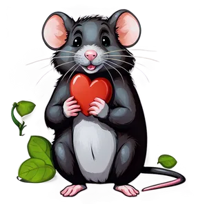 Cute Rat With Heart PNG Urc PNG