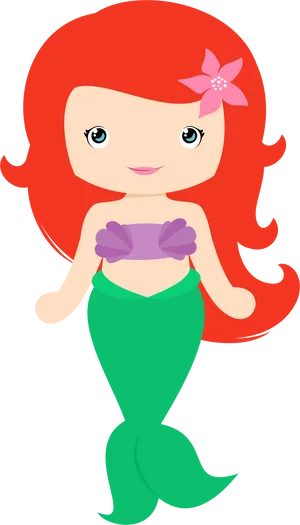 Cute Redheaded Mermaid Clipart PNG image