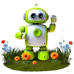 Cute Robot In Garden PNG 06272024