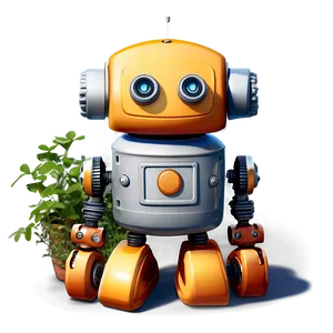 Cute Robot In Garden PNG 06272024