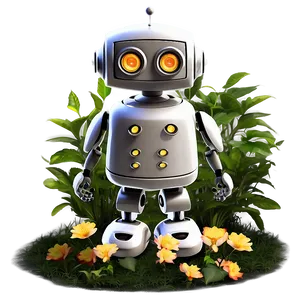 Cute Robot In Garden PNG 89