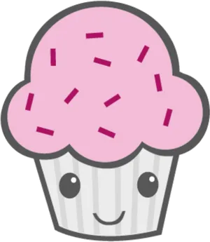 Cute Smiling Cupcake Graphic PNG image
