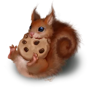 Cute Squirrel Eating Cookie PNG
