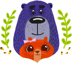 Cute Squirreland Bear Illustration